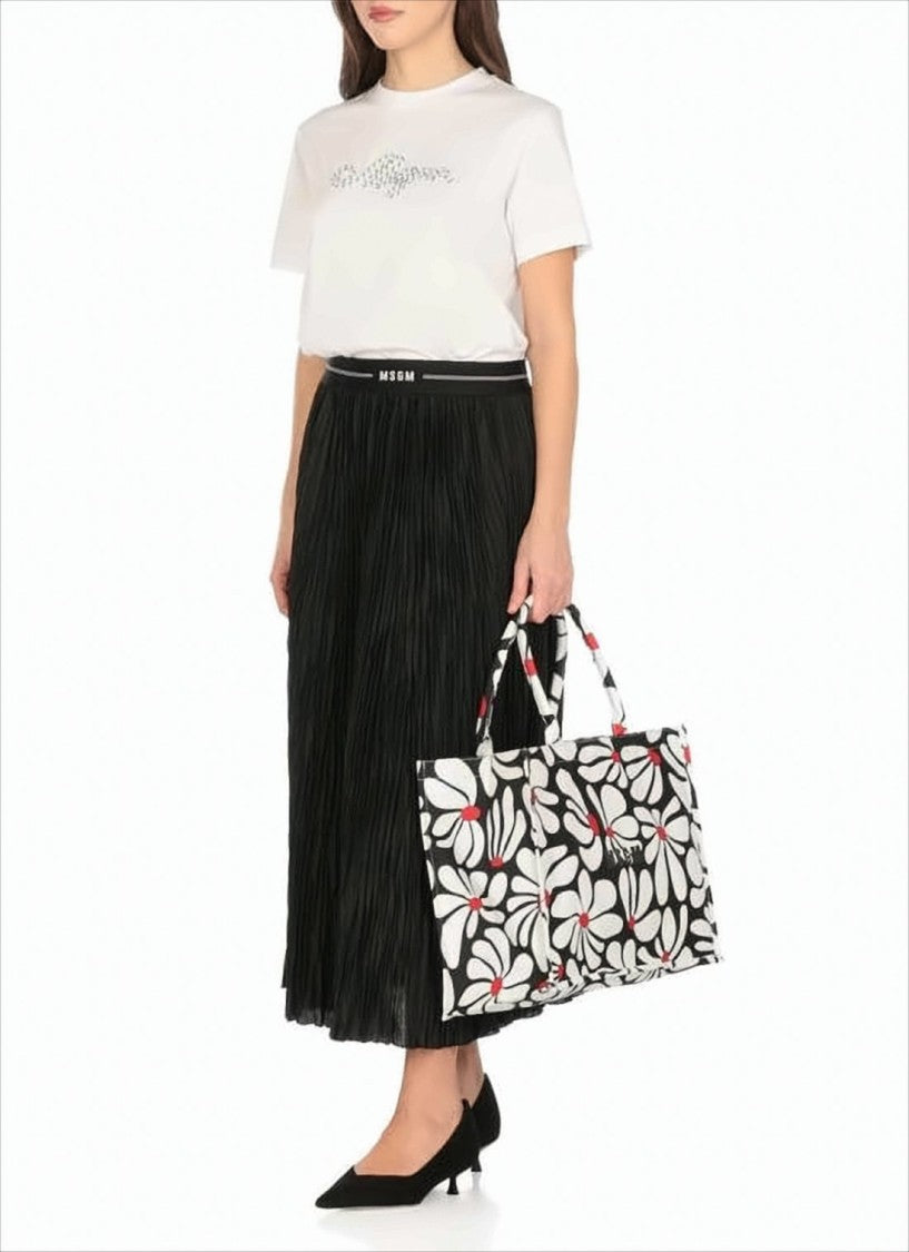 Msgm Relaxed-Fit White Cotton T-Shirt With Embroidered Logo