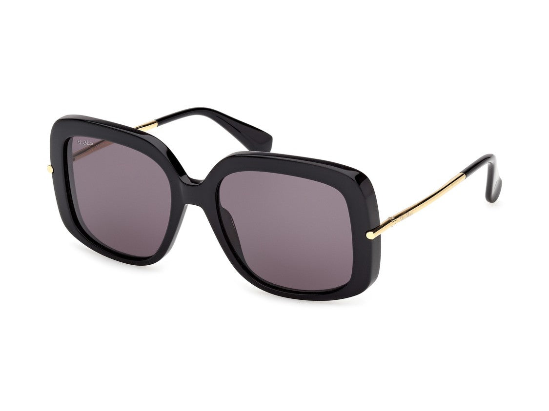 Max Mara Glossy Black Mm0195 Oversized Square Acetate Sunglasses