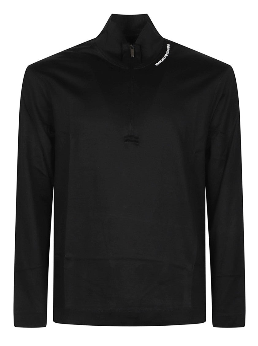 Emporio Armani High-Collar Long-Sleeve Lyocell-Blend Top