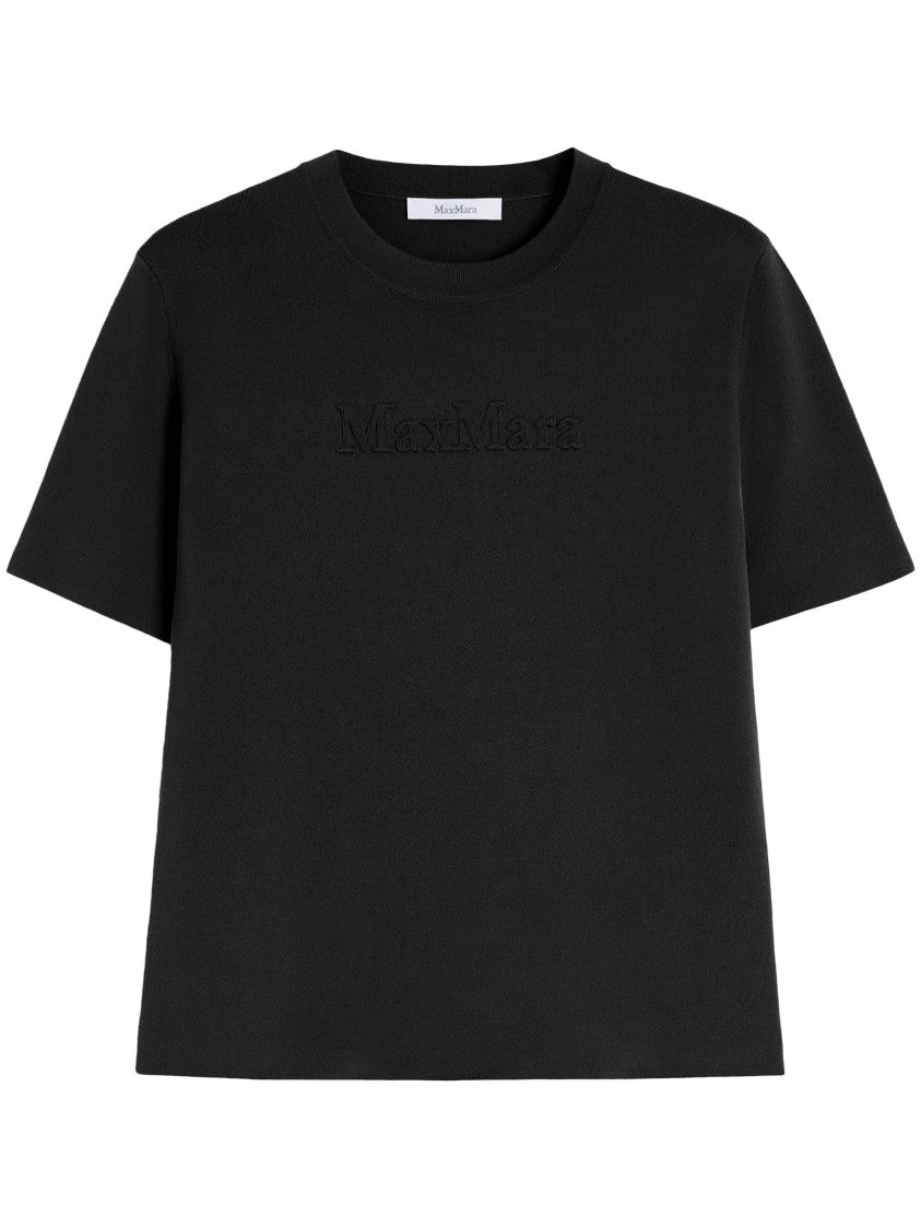 Max Mara Classic Crew Neck Black T-Shirt With Subtle Logo