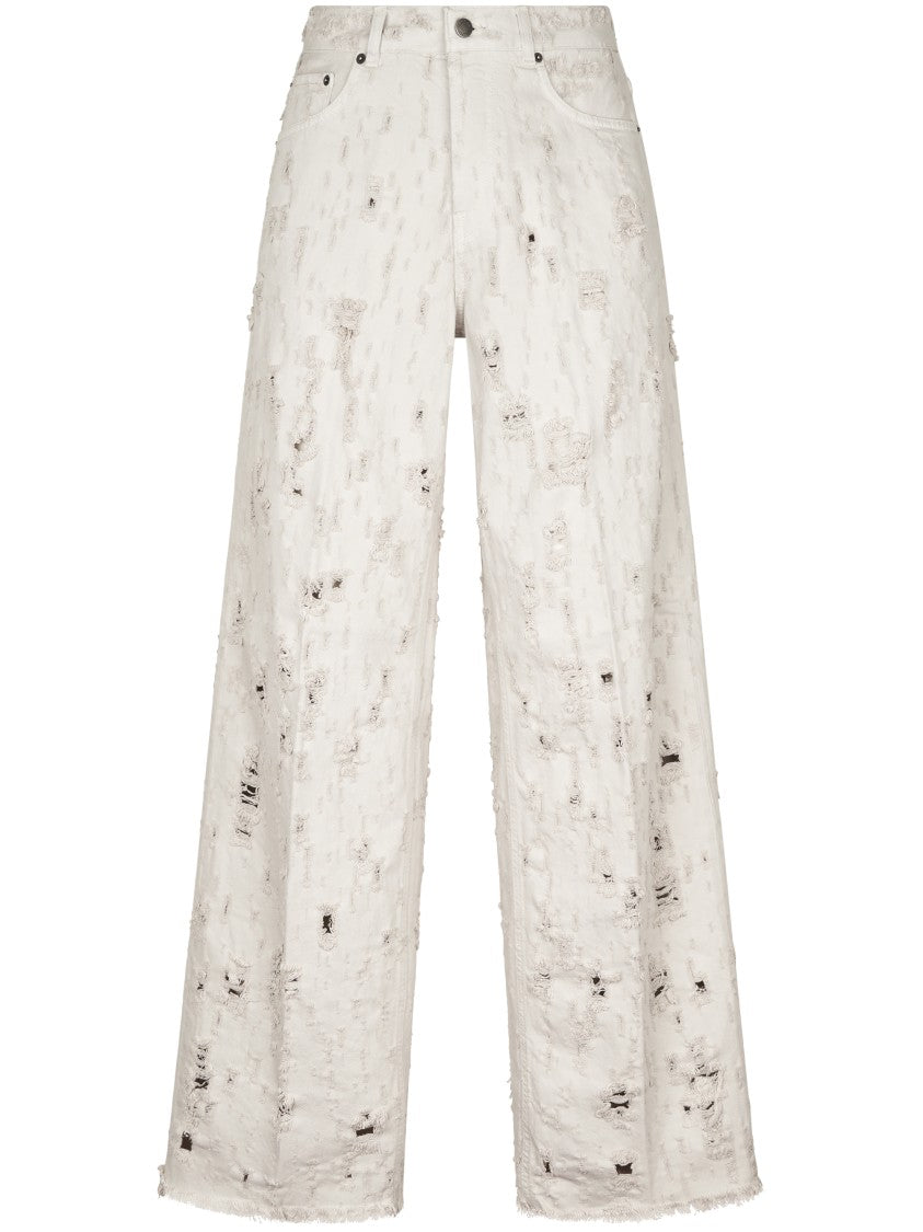 Haikure Distressed Wide-Leg Trousers With Vintage Appeal