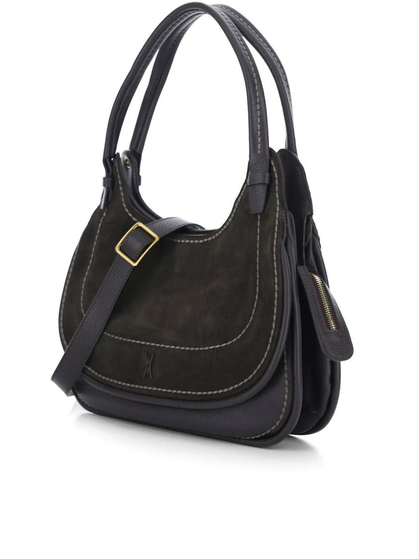 Visona` Medium Crescent Calf Leather Handbag