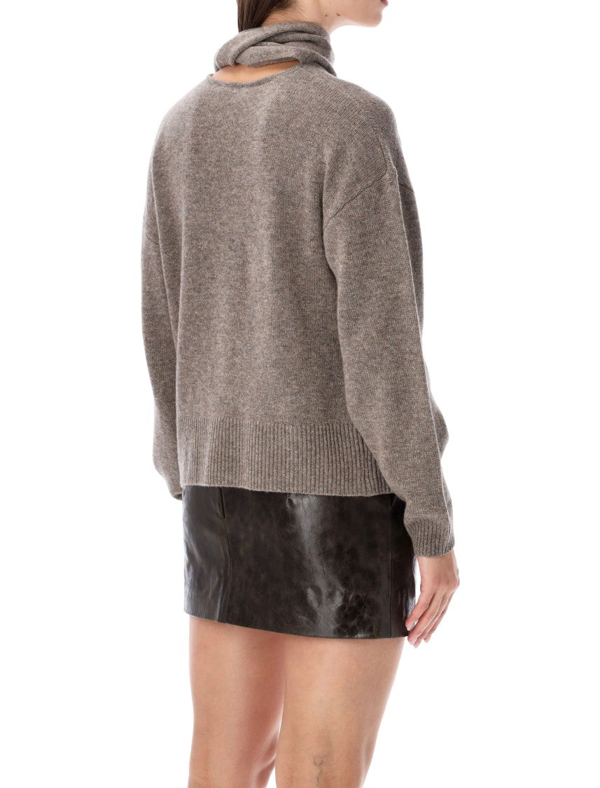 The Garment Integrated Scarf High-Neck Knit Sweater