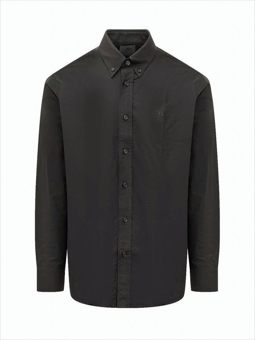 Givenchy Long-Sleeve Black Button-Down Shirt With Subtle Logo