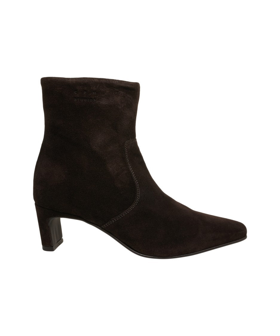 Copenaghen Brown Suede Ankle Boots With Pointed Toe