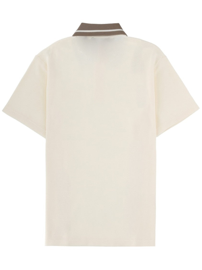 Versace Jeans Couture Neutrals Contrasting Stripes Logo Polo Shirt