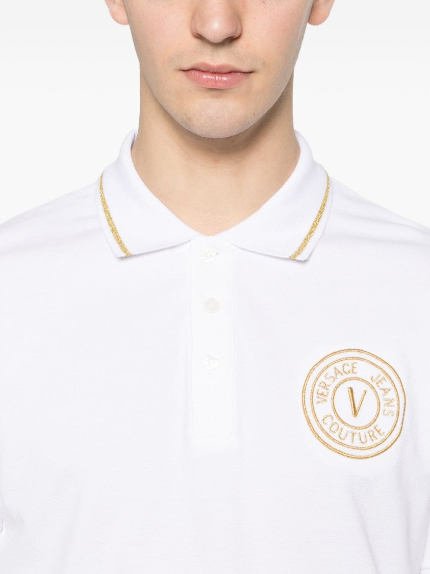Versace Jeans Couture Short-Sleeved Polo Shirt With Gold Trim