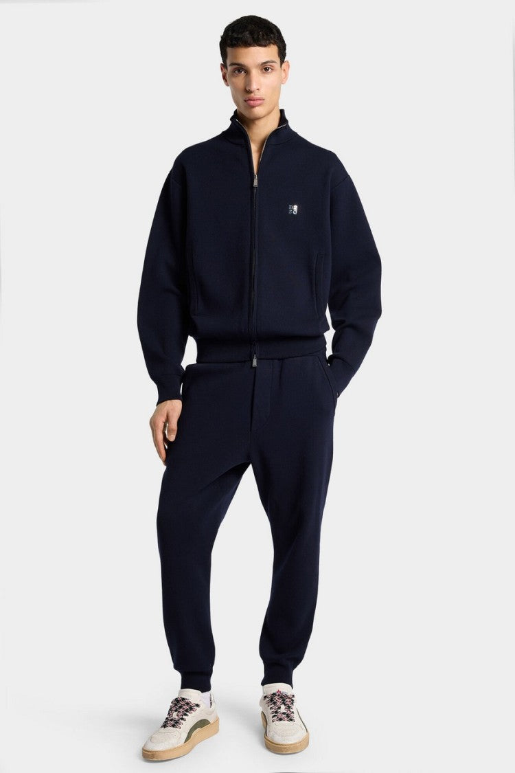 Dsquared2 Navy Drawstring Waist Side Pockets Viscose-Blend Sweatpants