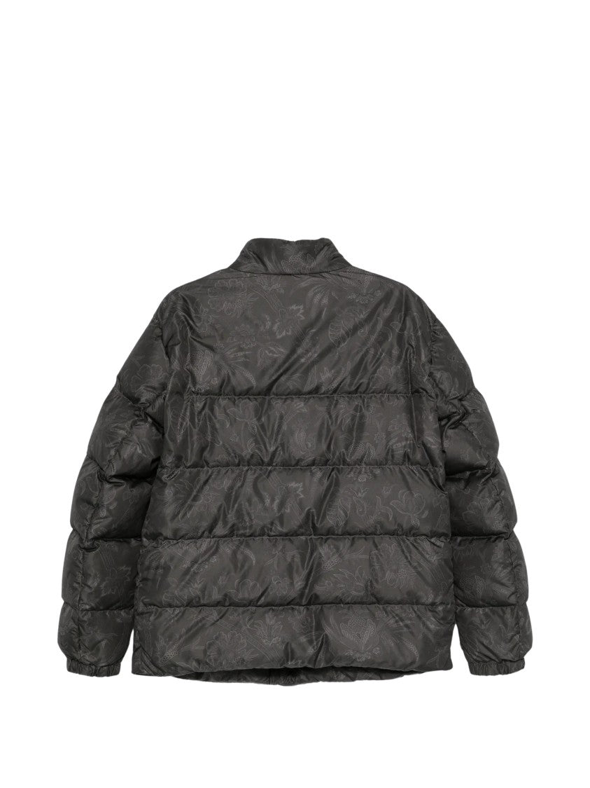 Etro Quilted Down Jacket With High Collar And Floral Pattern