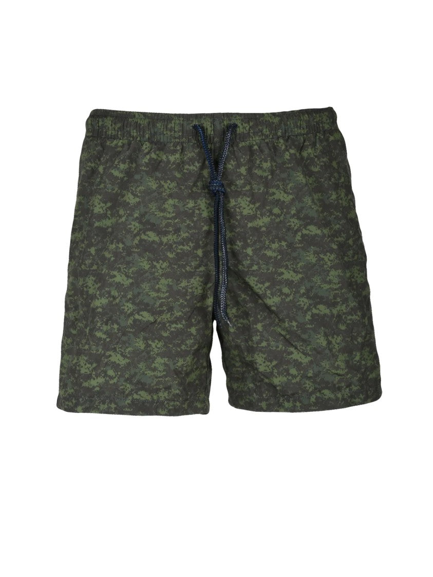 Drumohr Green Camouflage Print Swim Shorts