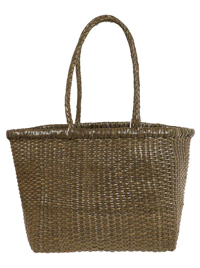 Dragon Hand-Woven Calfskin Basket Tote With Braided Handles
