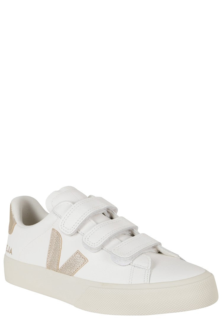 Veja Camel Recife Gold Logo Leather Low-Top Sneakers