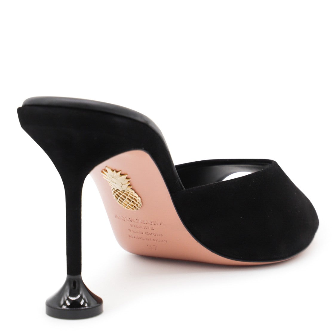 Aquazzura Black Leather Bisous 85 Sandals