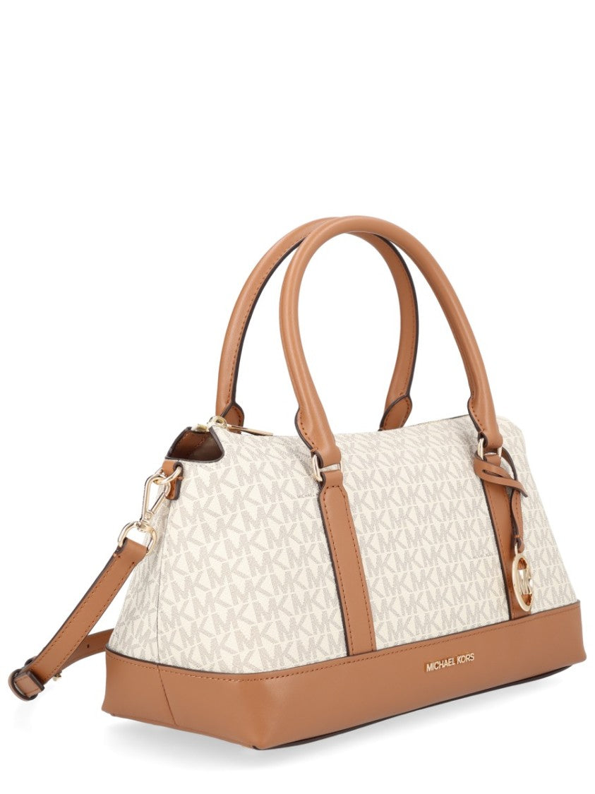 Michael Michael Kors Andie Beige Monogram Shoulder Bag