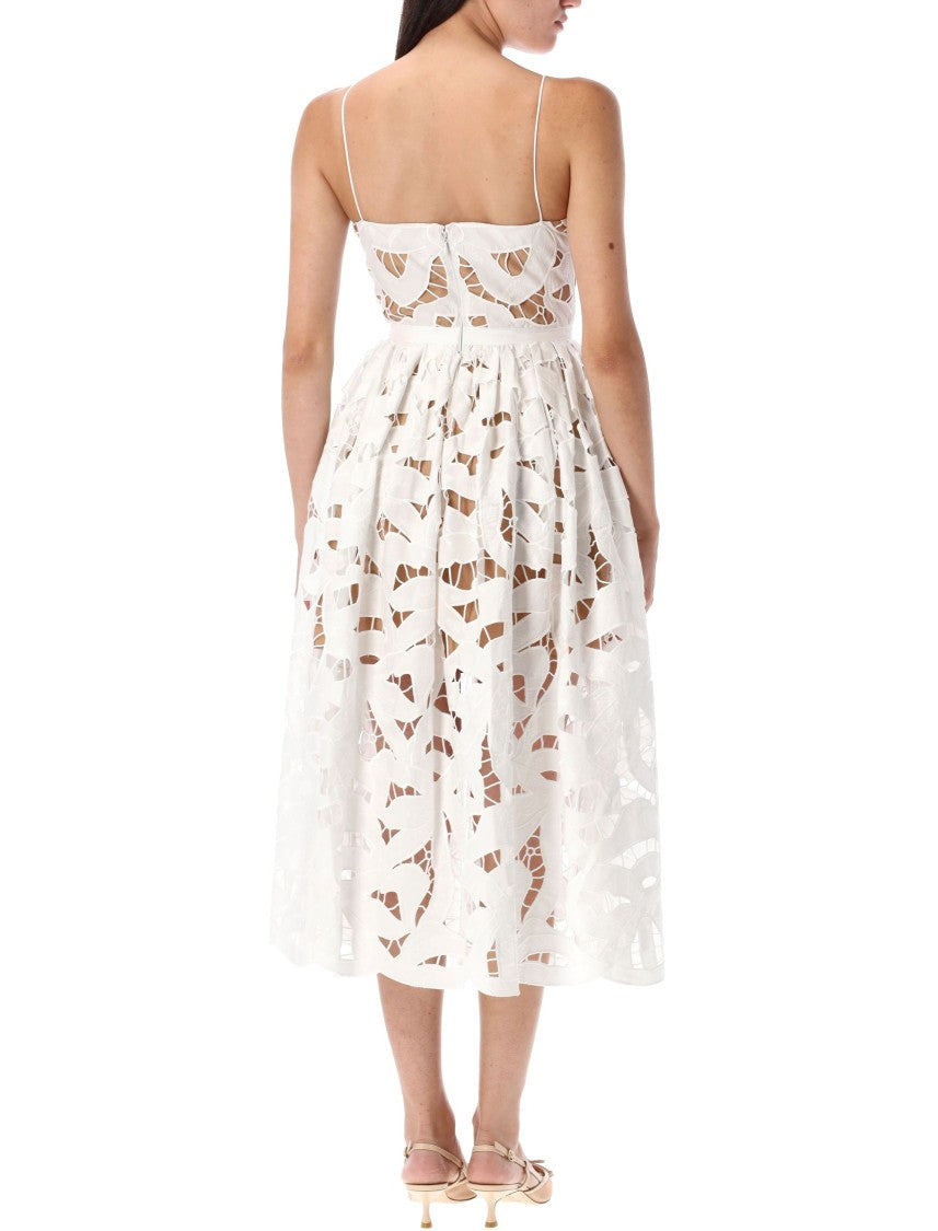 Self-Portrait Bow Embroidery Midi Dress