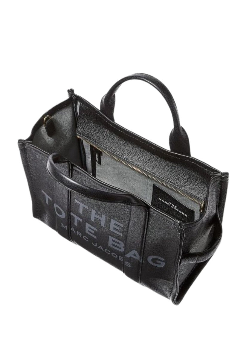 Marc Jacobs Black Gold-Tone Hardware Leather Tote Bag
