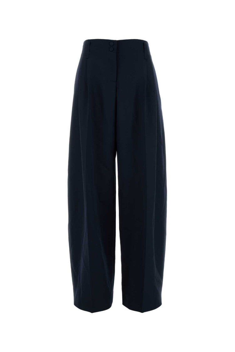 Alexander Mcqueen Navy Blue Wool Wide-Leg Pant