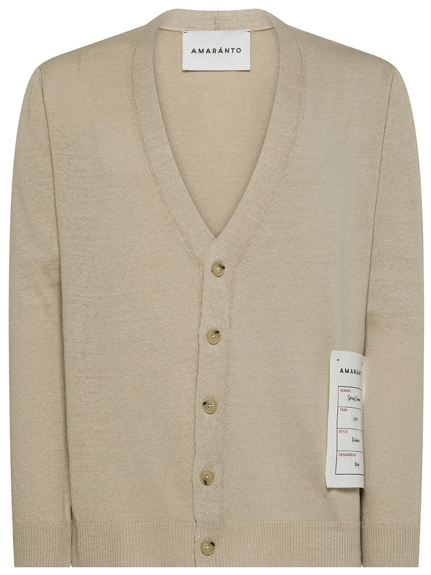 Amaranto Beige V-Neck Cardigan