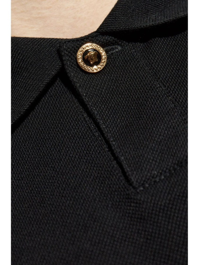 Versace Classic Black Polo Shirt With Medusa Button