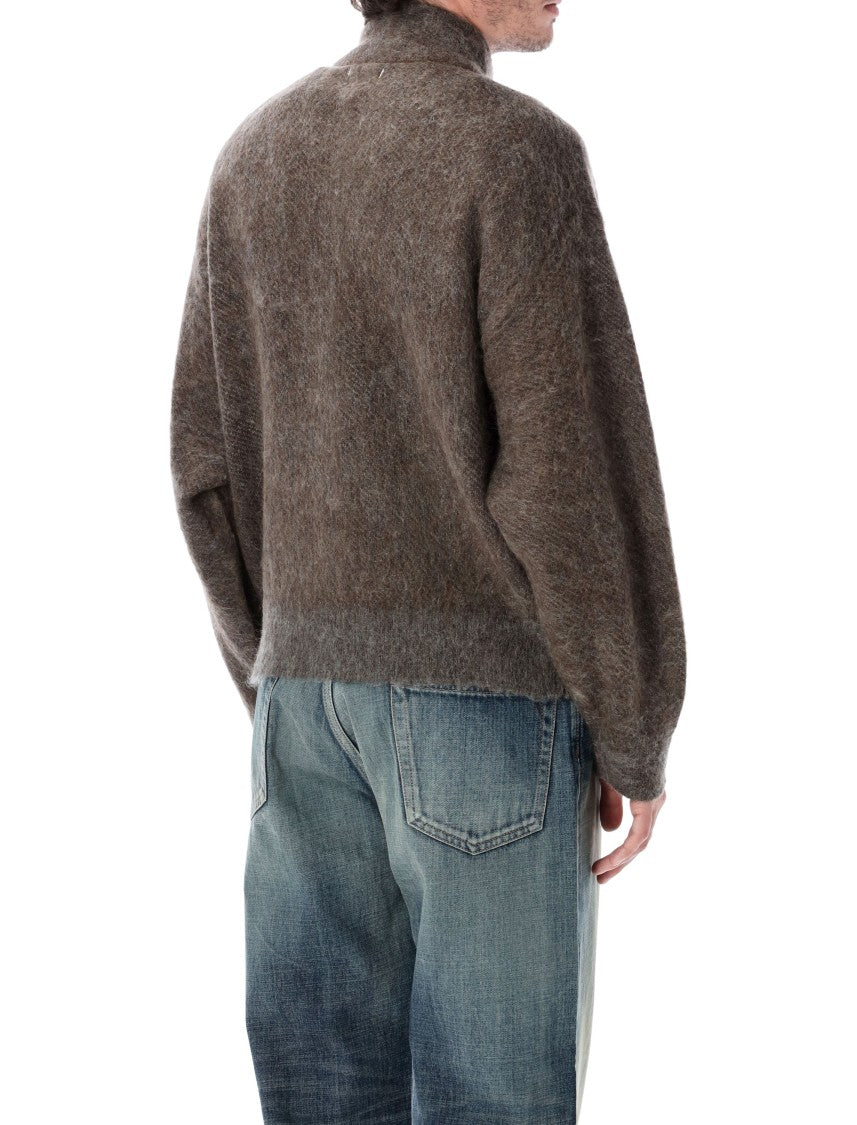 Namamica Soft Fuzzy High Collar Zip-Through Mohair Jacket