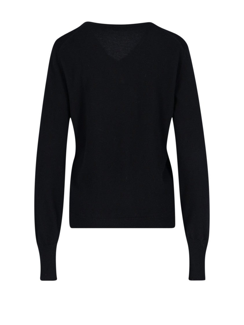 Drumohr V-Neck Sweater In Cashmere Black Maxi