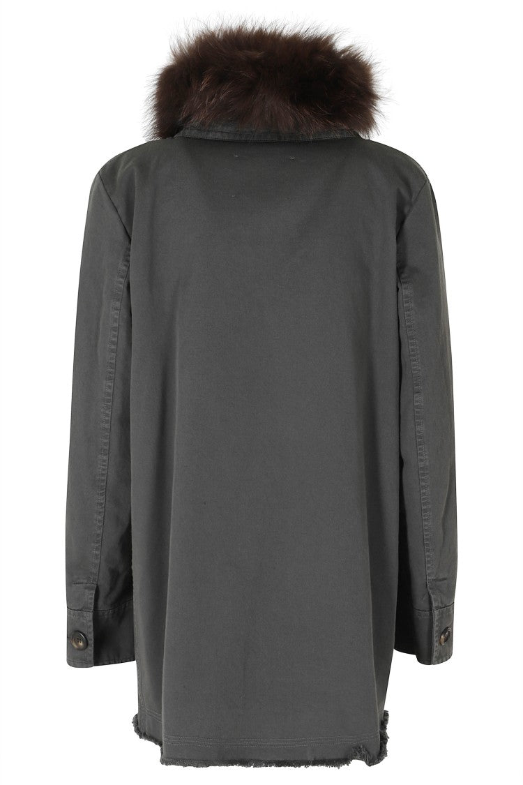 Bazar Deluxe Gray Cotton Removable Printed Wool Poncho Jacket