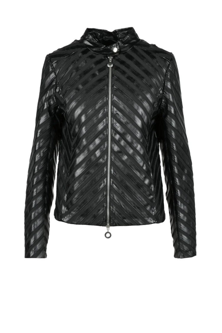 Cafenoir Black Biker Polyester Leather Jacket