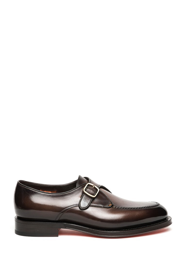 Santoni Single Buckle Leather Shoes Goodyear Construction
