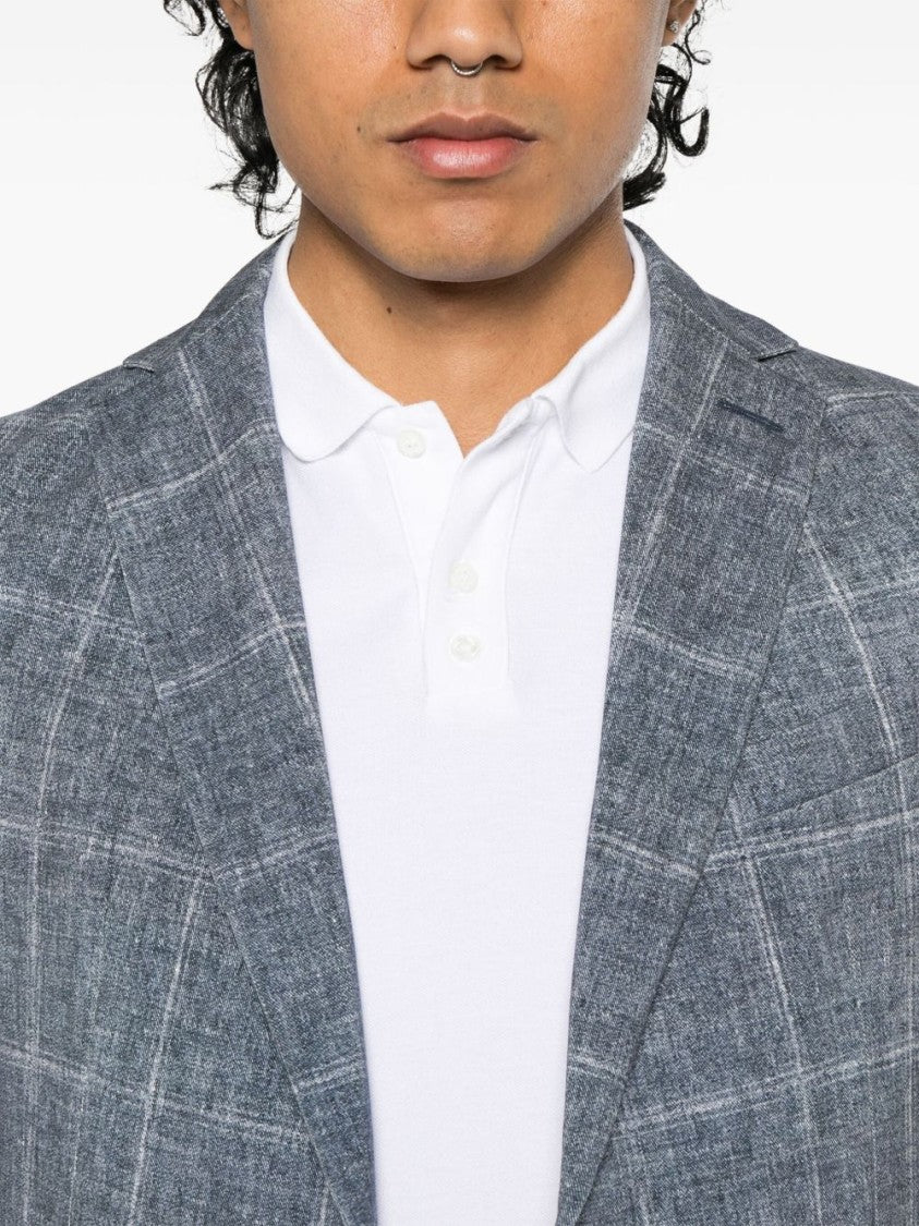 Circolo 1901 Tailored Check Blazer In Soft Cotton-Elastane Blend