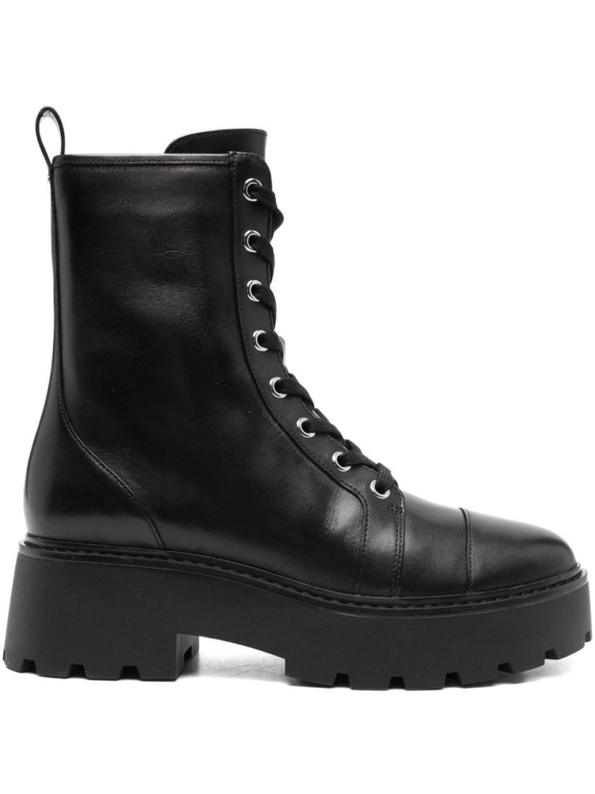 Michael Kors Lace-Up Calfskin Ankle Boots With Lug Sole