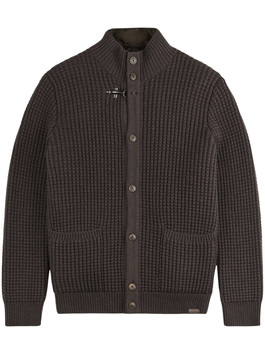 Fay Textured Knit Cardigan With Removable Gilet