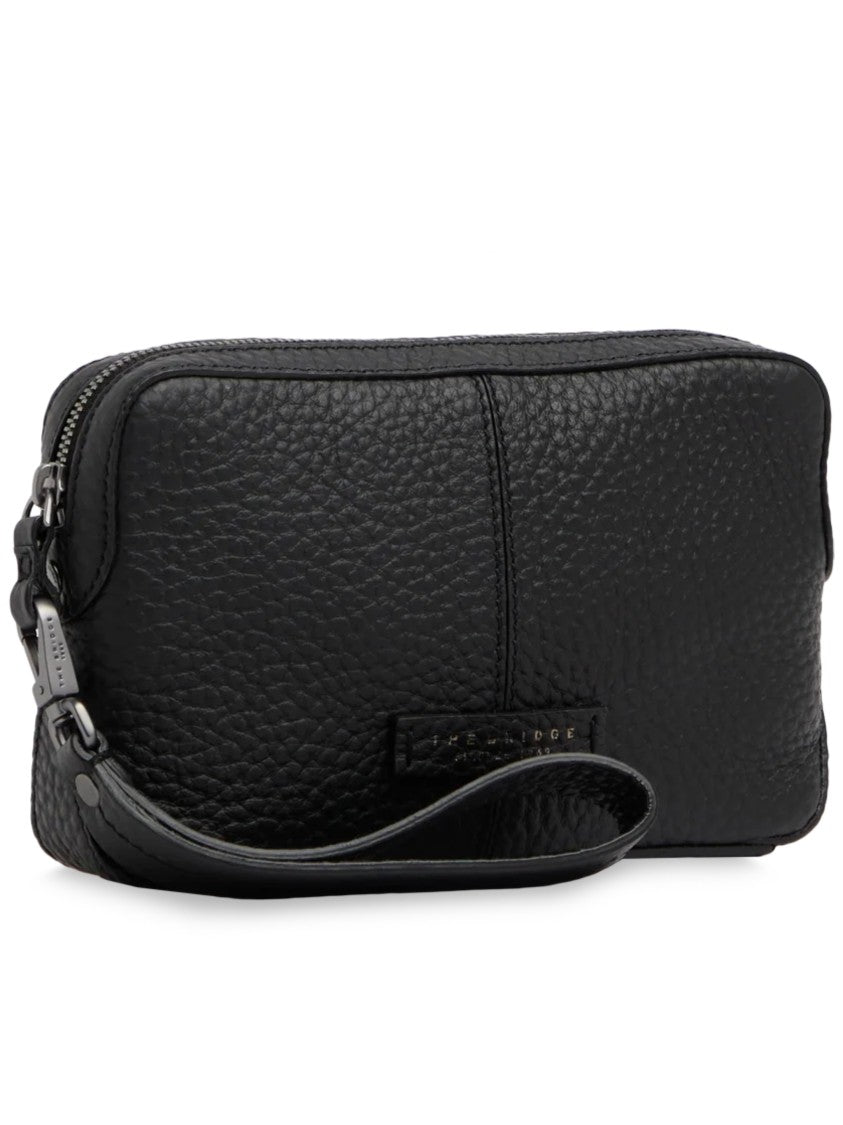 The Bridge Manfredi Rectangular Black Calf Leather Pouch