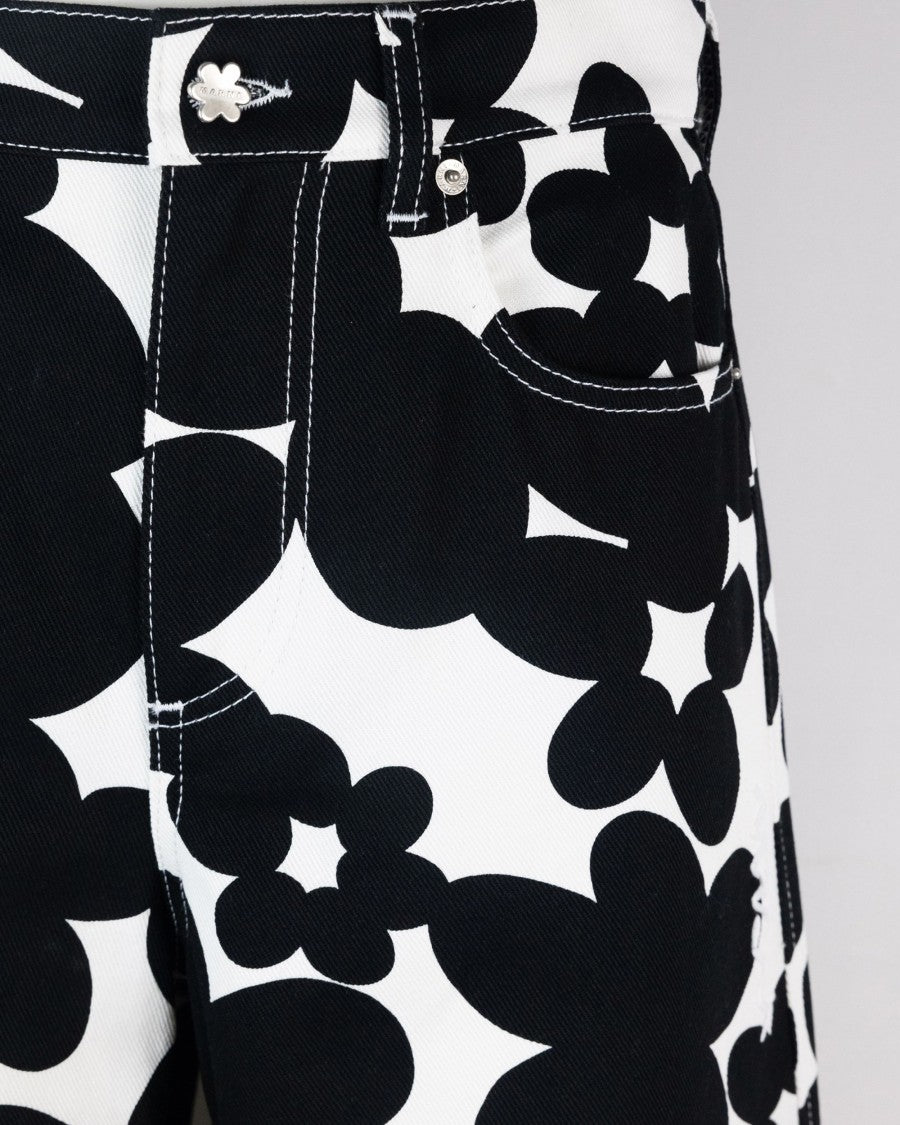 Marni Cotton Pants With Dillies Print – Black And White
