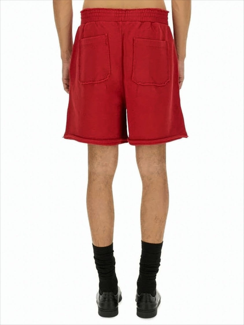Helmut Lang Relaxed Fit Red Shorts With Elastic Waistband
