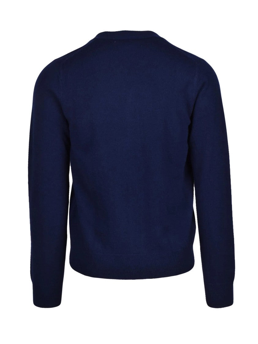Comme Des Garçons Blue Button-Front Wool Cardigan