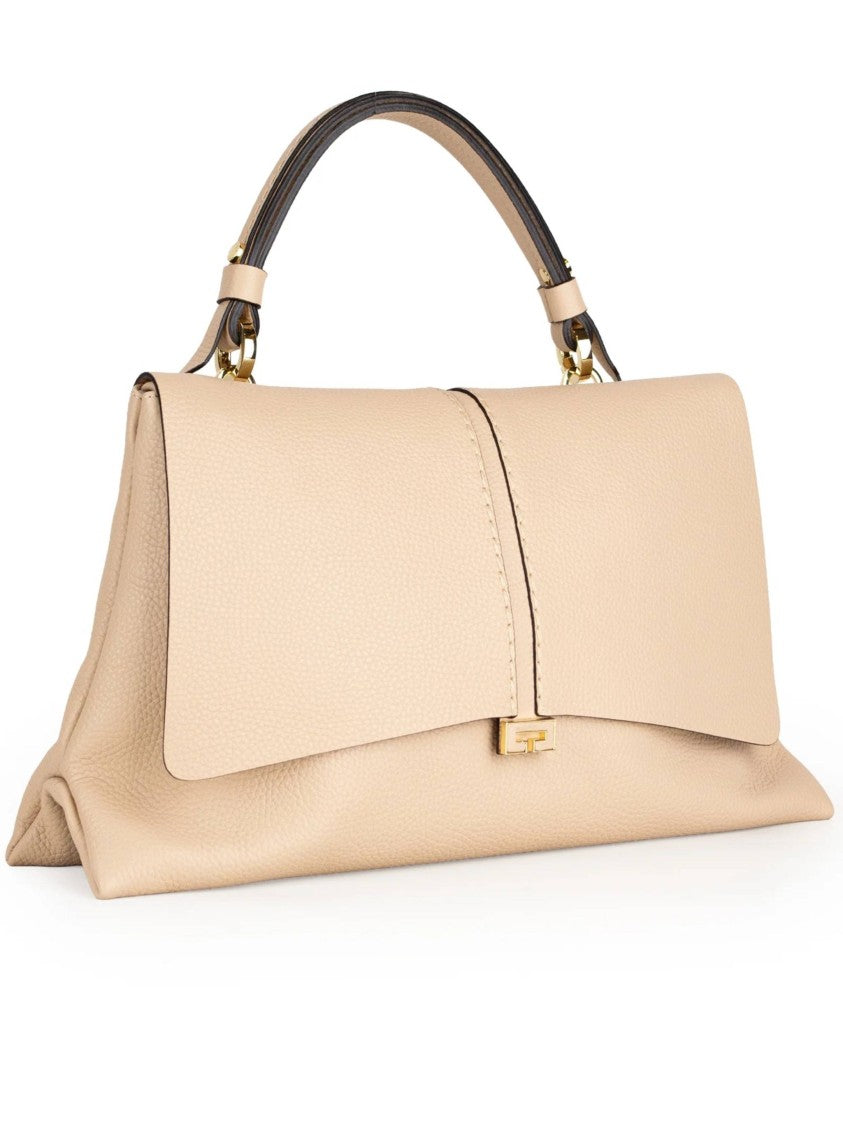 Loristella Neutral Tones Kendall Pebbled Leather Handbag