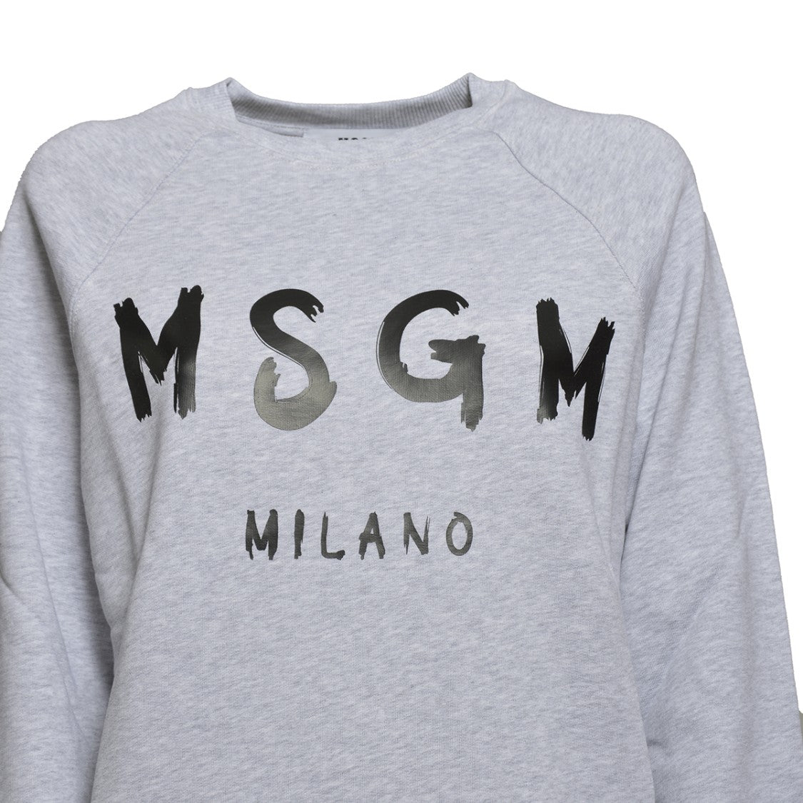Msgm Crewneck Cotton Sweatshirt - Grey Melange