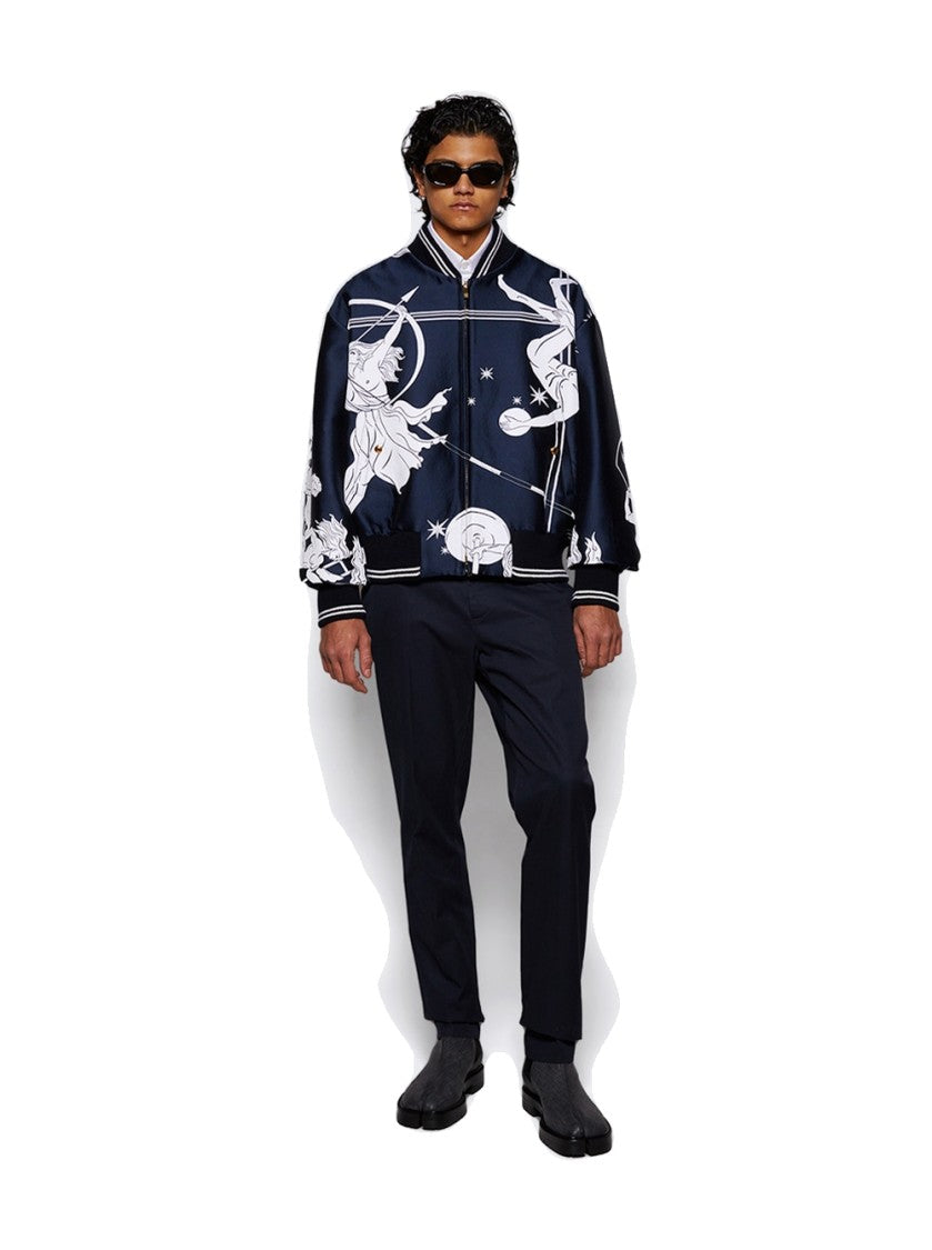 Thom Browne Olympic Constellation Scuba Jacquard Jacket Navy