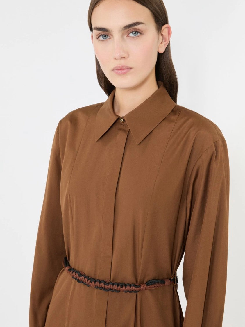 Max Mara Midi Dress With Flared Skirt And Braided Belt