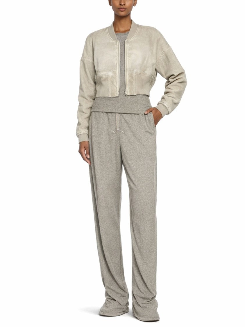 Drkshdw By Rick Owens Denim Flight Cropped Knit Rib Bomber Jacket