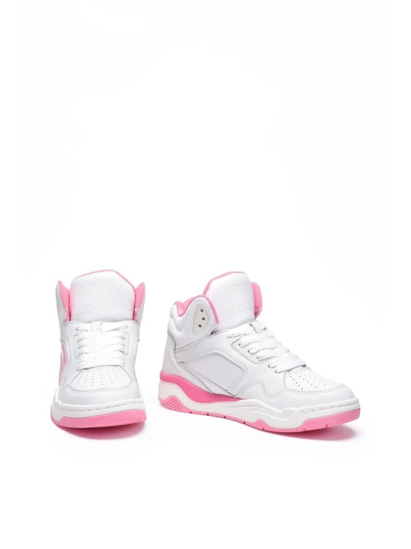 Tommy Jeans White Leather-Blend High-Top Sneakers