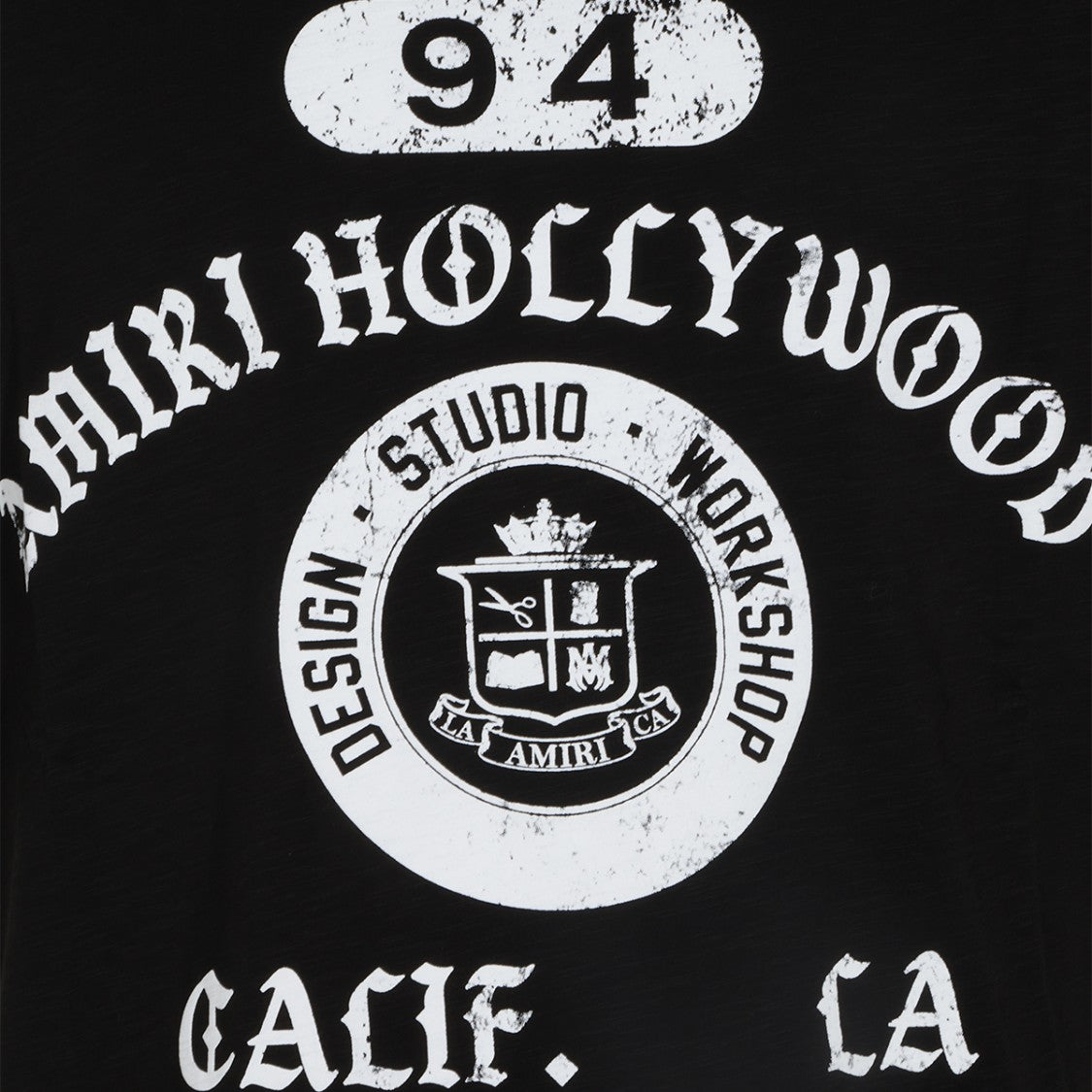 Amiri Black Graphic Print T-Shirt With Circular Emblem Design