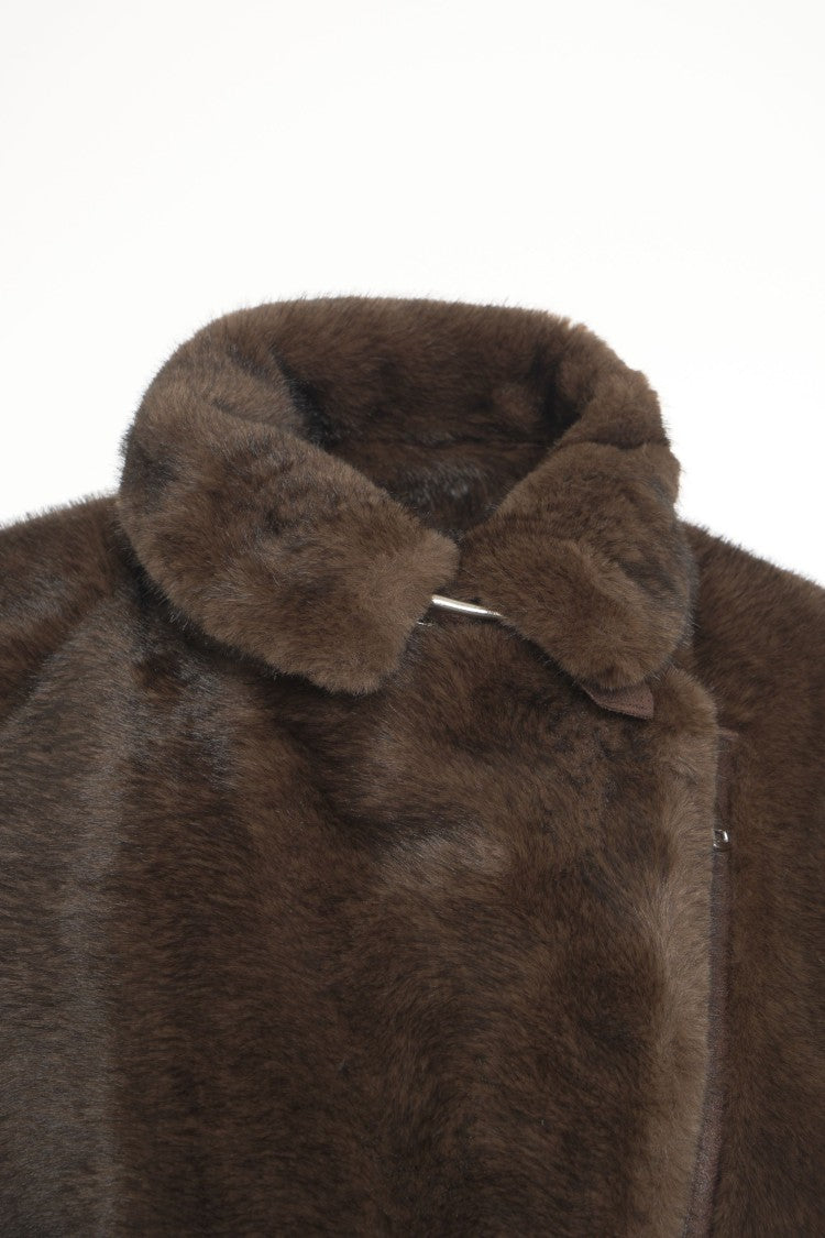 Bully Cropped Faux Fur Jacket With High Collar