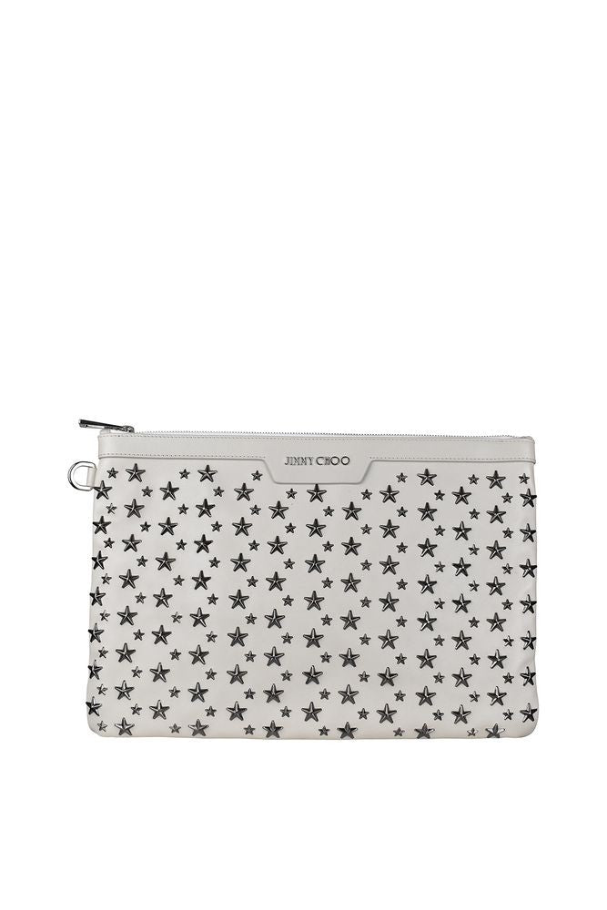 Jimmy Choo Rectangular White Leather Derek Clutch