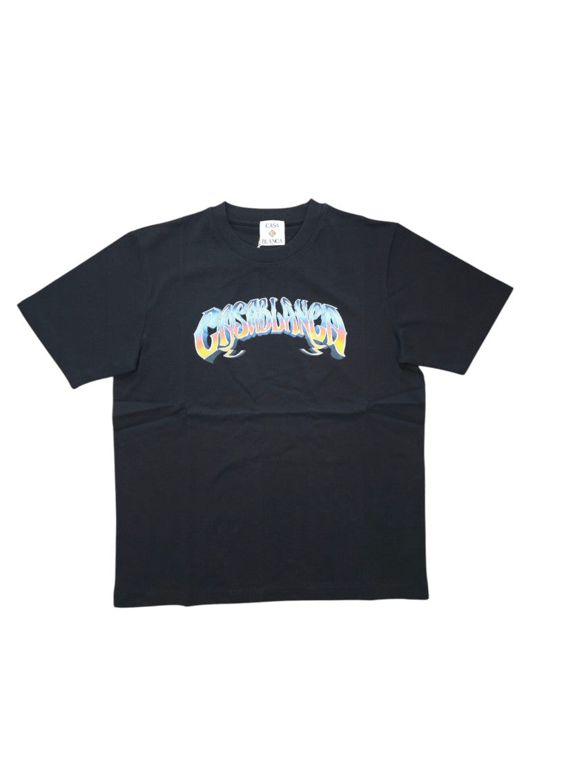 Casablanca Short-Sleeved Graphic T-Shirt With Gradient Gothic Logo