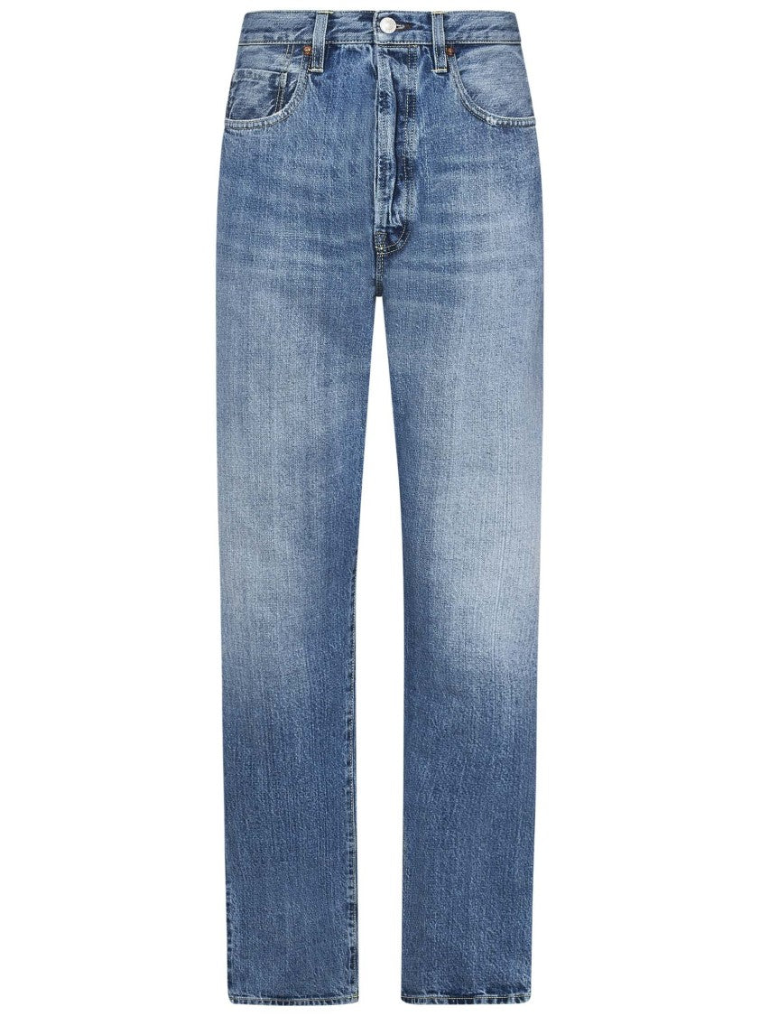 Fortela High-Waisted Straight-Leg Jeans With Faded Blue Wash