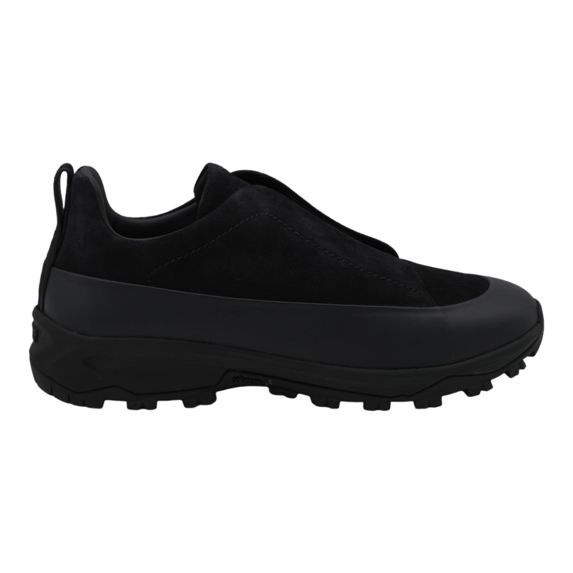 Zegna Matte Black Rugged Sole Slip-On Sneakers