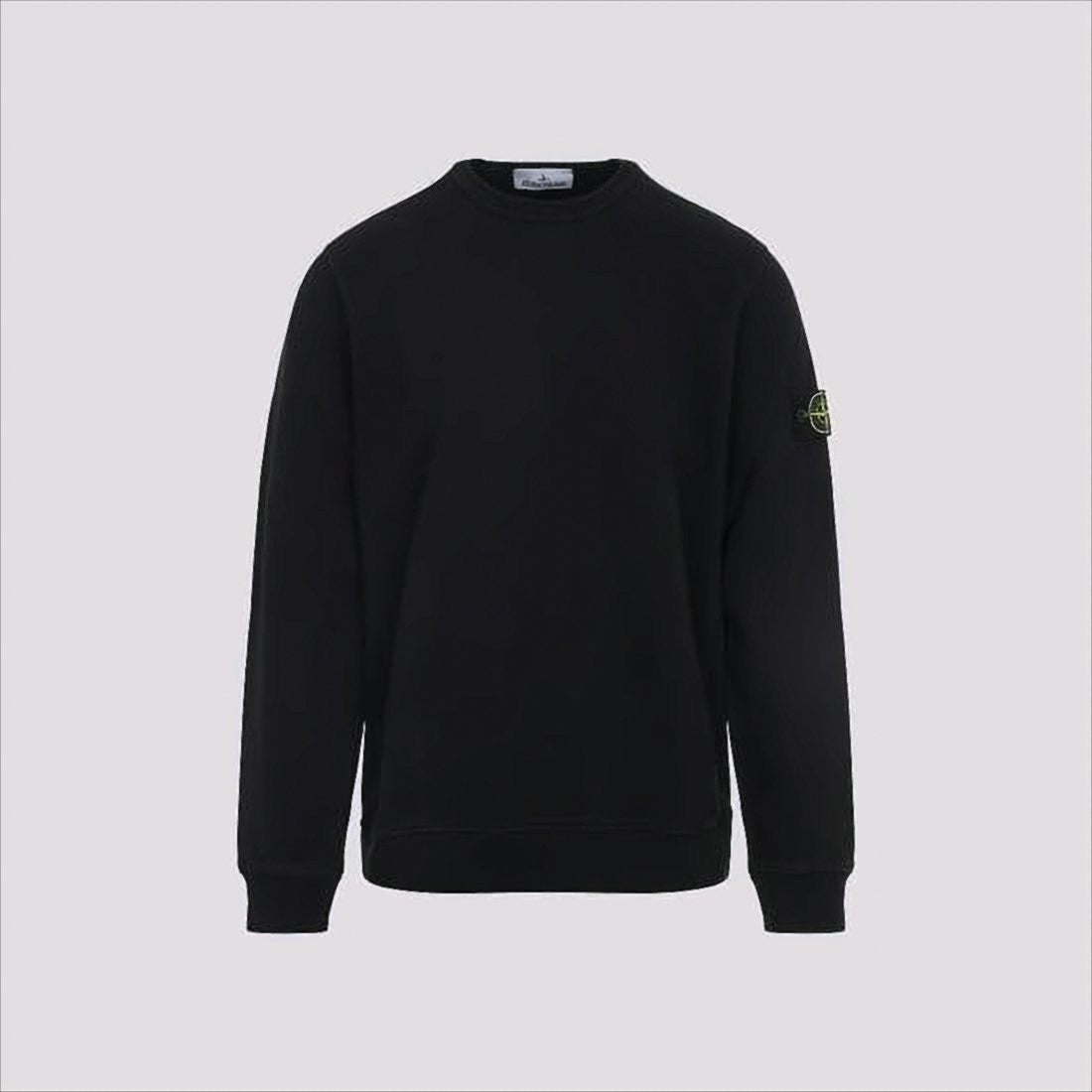 Stone Island Black Long Sleeve Crewneck Sweatshirt With Patch Logo