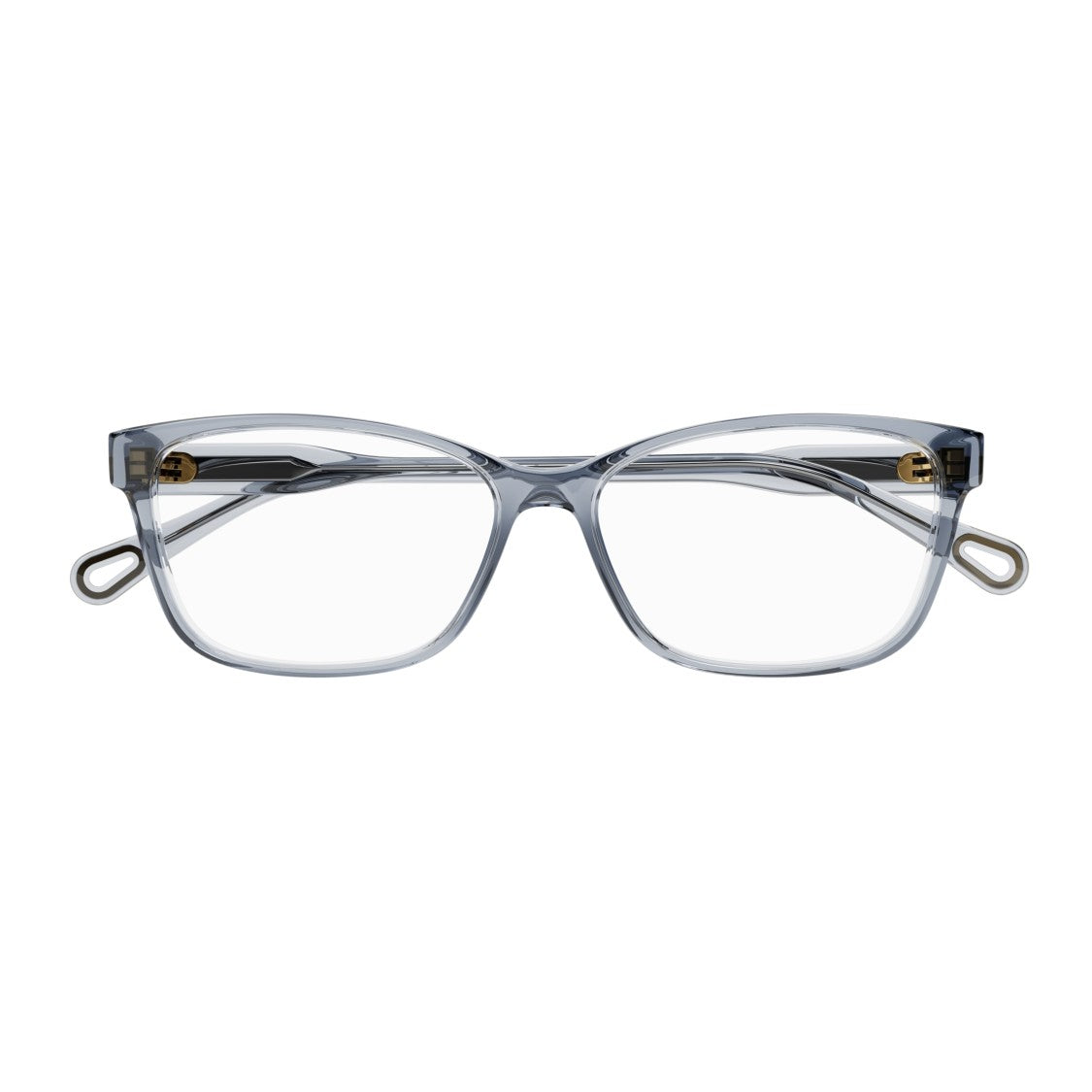 Chloé Ch0116o Translucent Grey Rectangular Sunglasses With Gold Accents