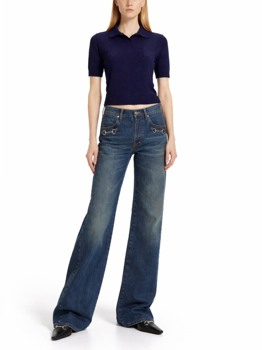 Gucci Perforated Knit Silk-Cotton Polo Shirt